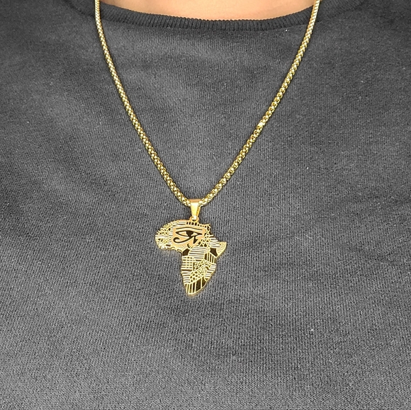 Egyptian Eye Continent Pendant Necklace - Picture 8 of 10